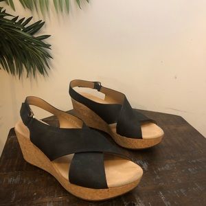 Collections by Clark Black & Cork Wedges